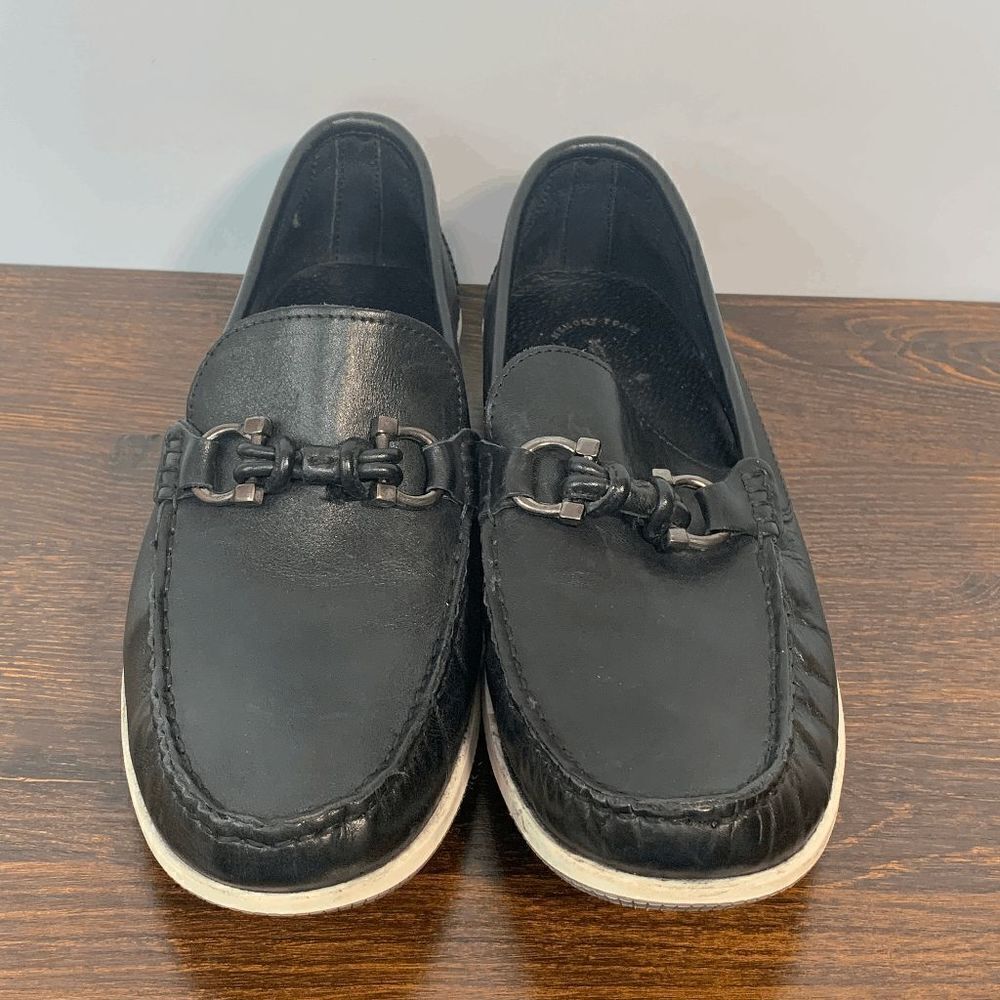 Michael Shannon Men's Leather Slip-On Buckle Detail Loafer Shoes Black Size 10.5